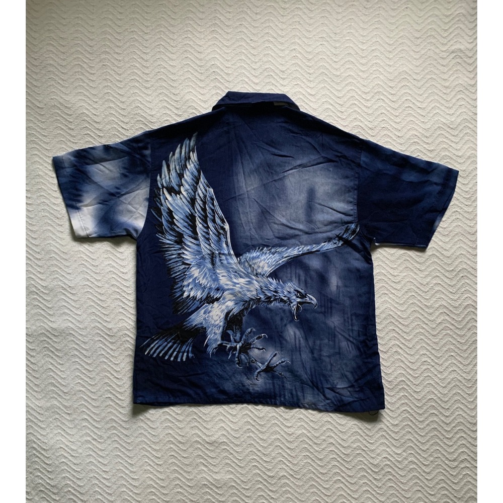 VTG Y2K Chite Graphic Eagle Button Up T Sz L streetwear grunge classic JNCO like - Picture 3 of 4